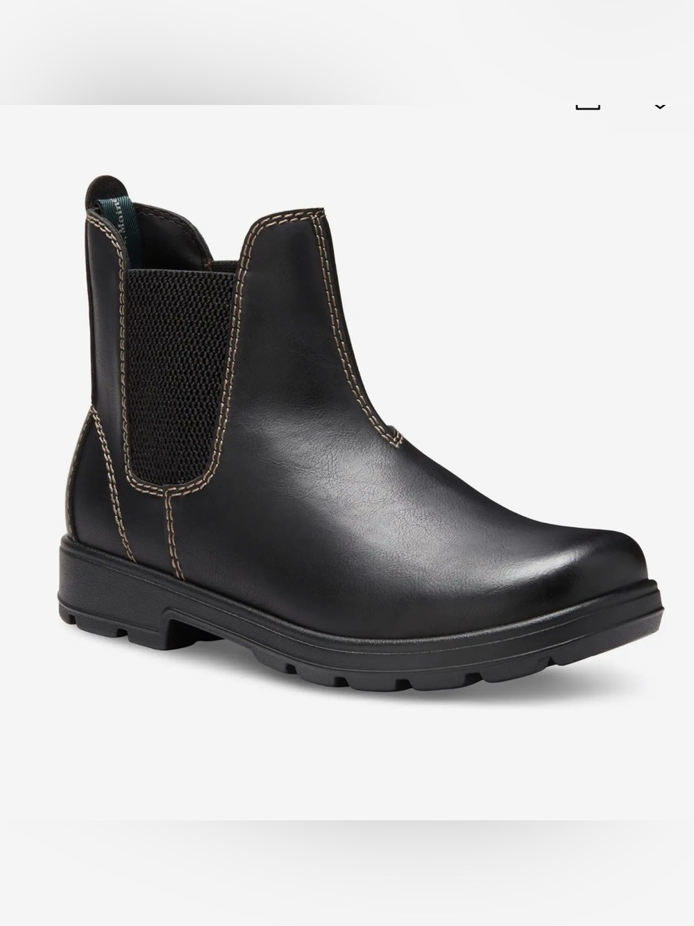 EASTLAND Cyrus Black Leather Chukka Chelsea Boots with White Contrast Stitching